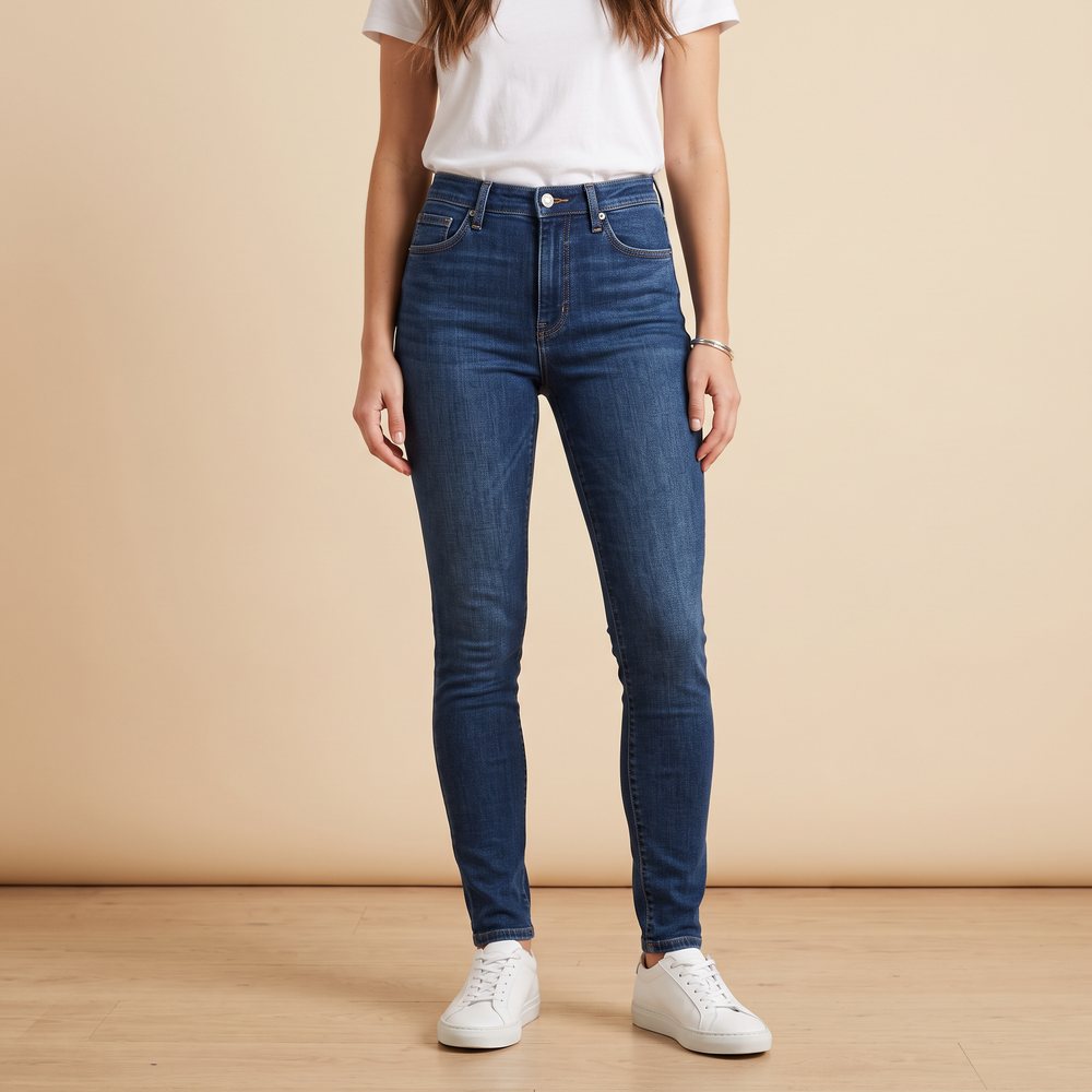 Jeans skinny tiro alto